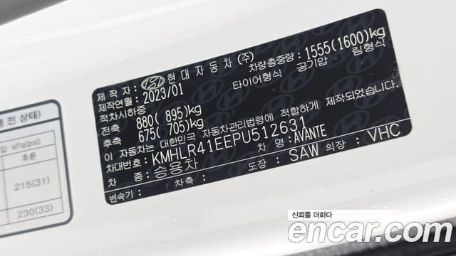 Hyundai 아반떼 (CN7) - Опции